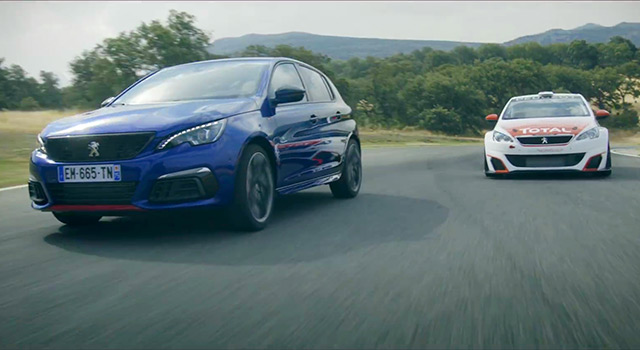 Peugeot 308 GTi restylée vs 308 Racing Cup – Vidéo officielle (2017)