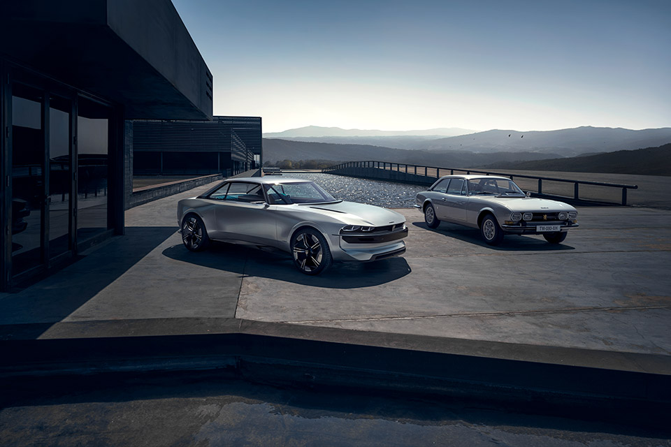 Photo Peugeot 504 Coupé et Peugeot e-Legend Concept Car (2018)