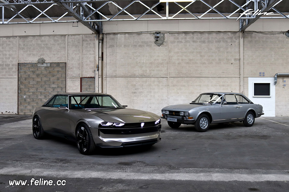 Photo Peugeot 504 Coupé et Peugeot e-Legend Concept (2018)