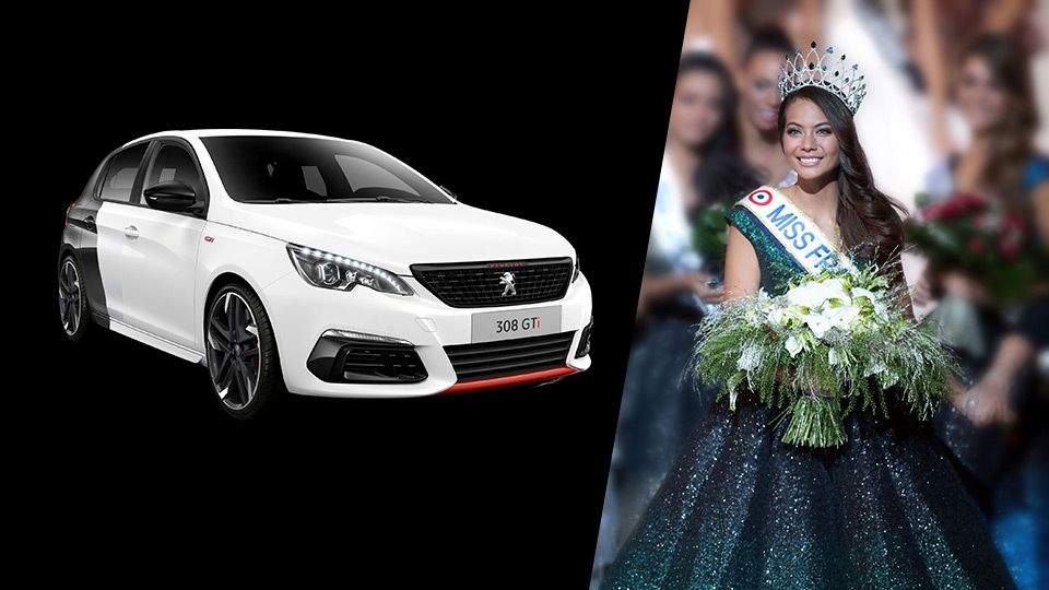 Vaimalama Chaves, Miss France 2019, en Peugeot 308 GTi sur le circuit du Mans