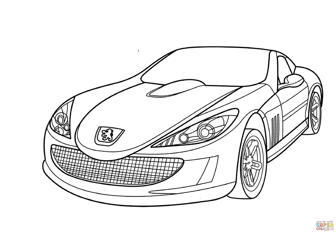 Coloriage gratuit voiture Peugeot 907 à télécharger