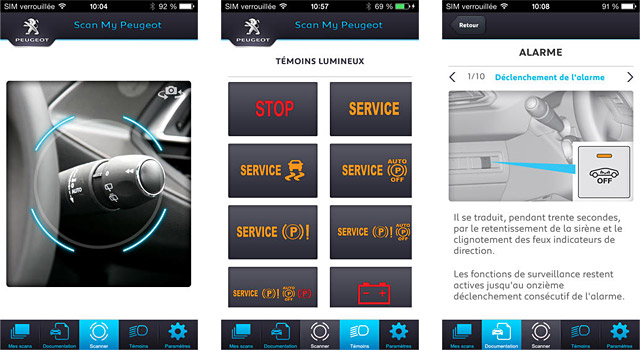 Application iPhone Scan My Peugeot