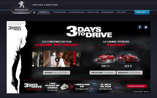 Jeu concours Peugeot RCZ R - 3 Days to Drive