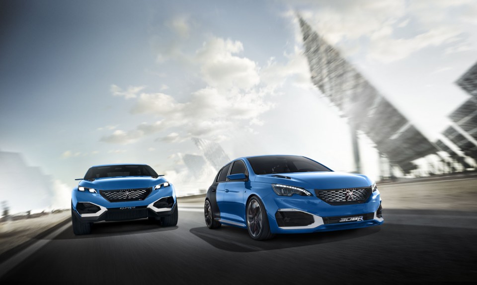 Photo officielle Peugeot Quartz et Peugeot 308 R HYbrid Concept