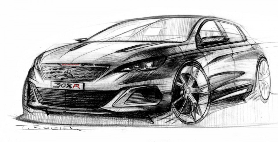 Sketch officiel exclusif Peugeot 308 R Concept (2013) - 2-002