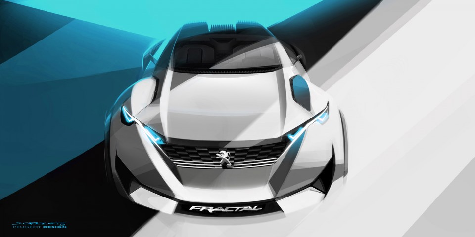 Croquis (sketch) officiel Peugeot Fractal Concept Car (2015)