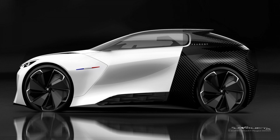Croquis (sketch) officiel Peugeot Fractal Concept Car (2015)