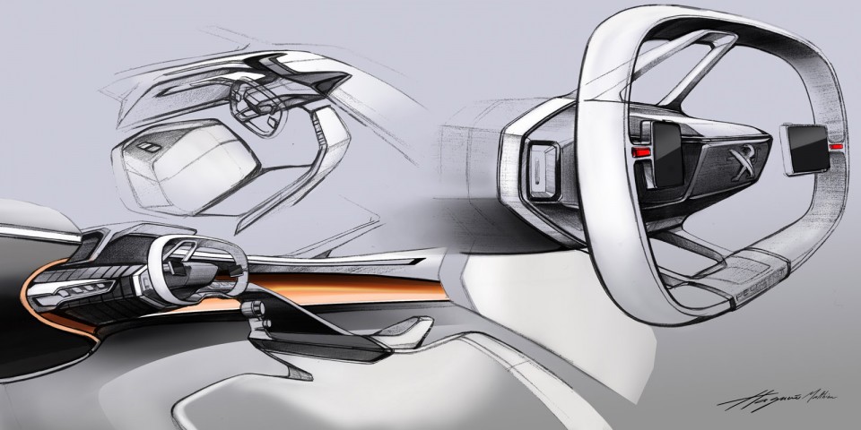 Croquis (sketch) officiel Peugeot Fractal Concept Car (2015)