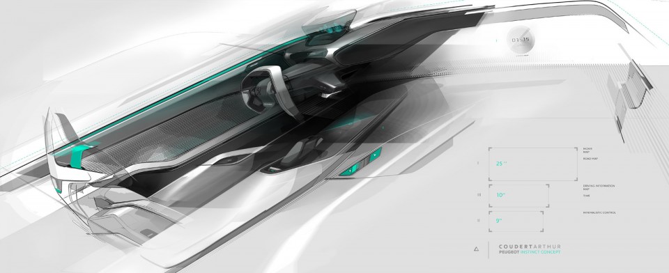 Photo intérieur design sketch Peugeot Instinct Concept Car (201