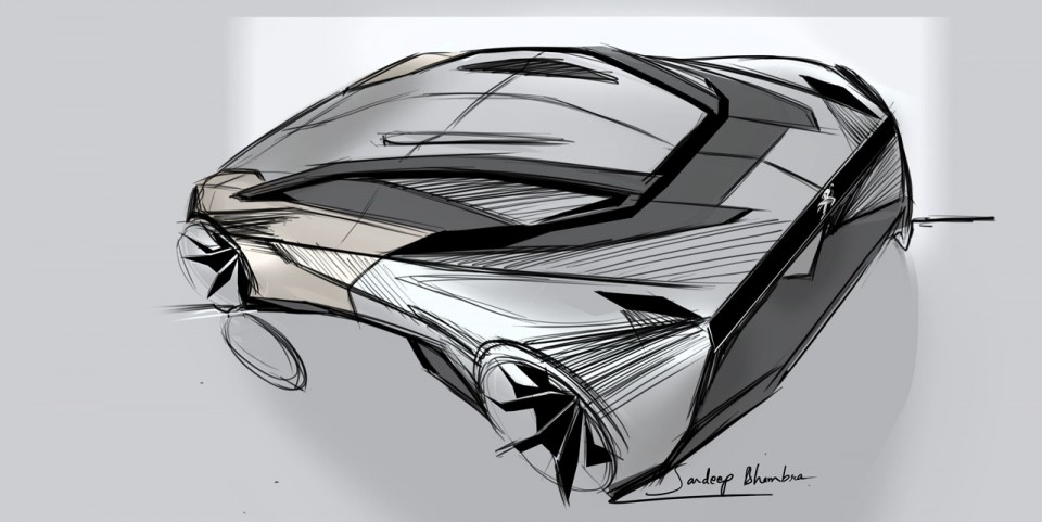 Photo croquis 3/4 arrière Peugeot Onyx Concept Car (2012) - 1-038