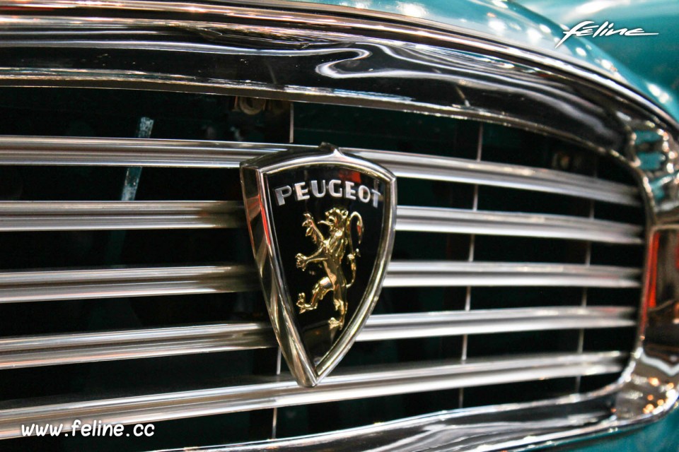 Photo emblème Peugeot calandre 404 Cabriolet - Salon Rétromobile 2014