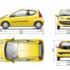 Dimensions extérieures Peugeot 107 phase 1 - 1-023