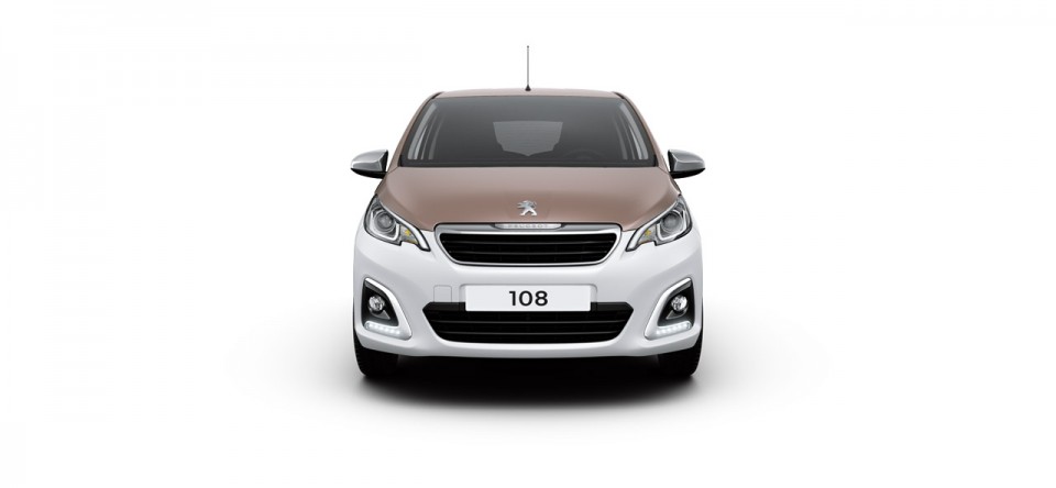 Photo face avant Peugeot 108 I bi-colore Aïkinite / Blanc Lipizan
