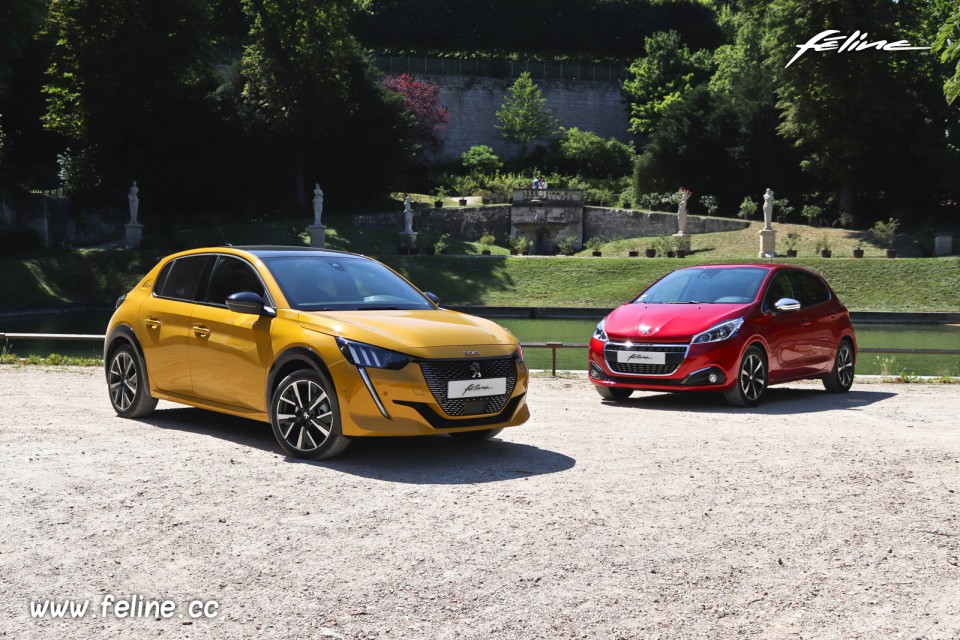 Photo comparatif 3/4 avant Peugeot 208 I Allure et Peugeot 208 I