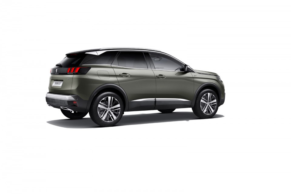 Photo 3/4 arrière Peugeot 3008 GT Gris Amazonite (2016)