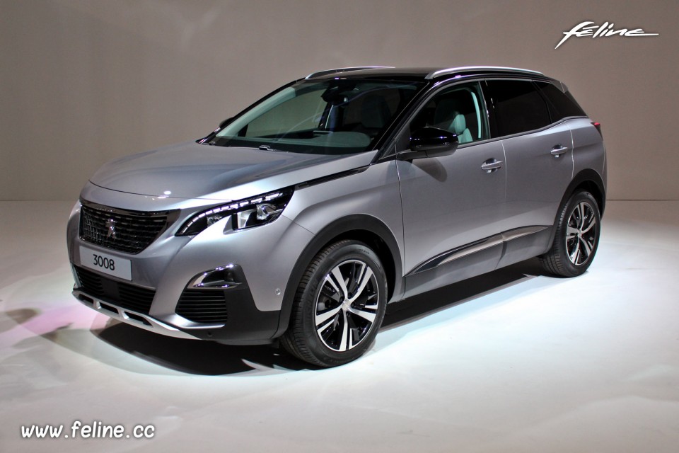 Photo 3/4 avant Peugeot 3008 II Gris Artense - Présentation off