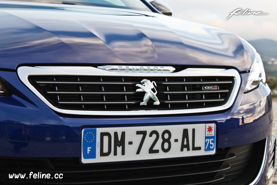 Photo calandre avant chromée Peugeot 308 GT Bleu Magnetic - Ess