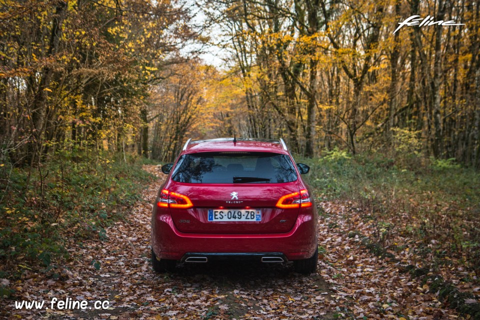 Photo face arrière Peugeot 308 SW GT restylée Rouge Ultimate -