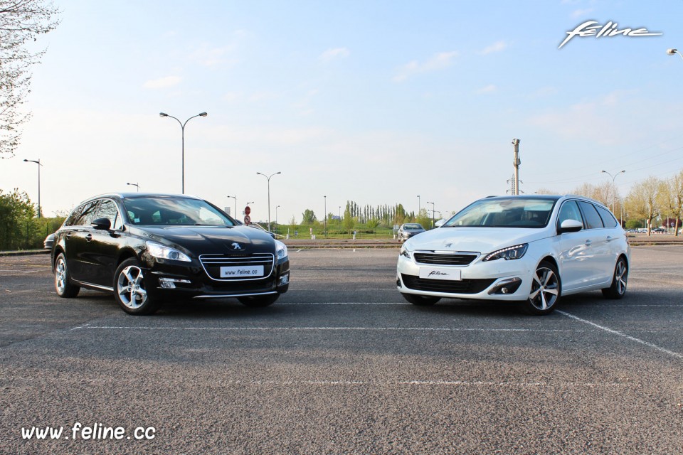 Photo Peugeot 308 SW II Allure Blanc Nacré & 508 SW I Noir Perla Nera