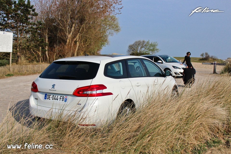 Photo 3/4 arrière Peugeot 308 break SW II Business Pack Blanc Nacré - 1.6 BlueHDi 120