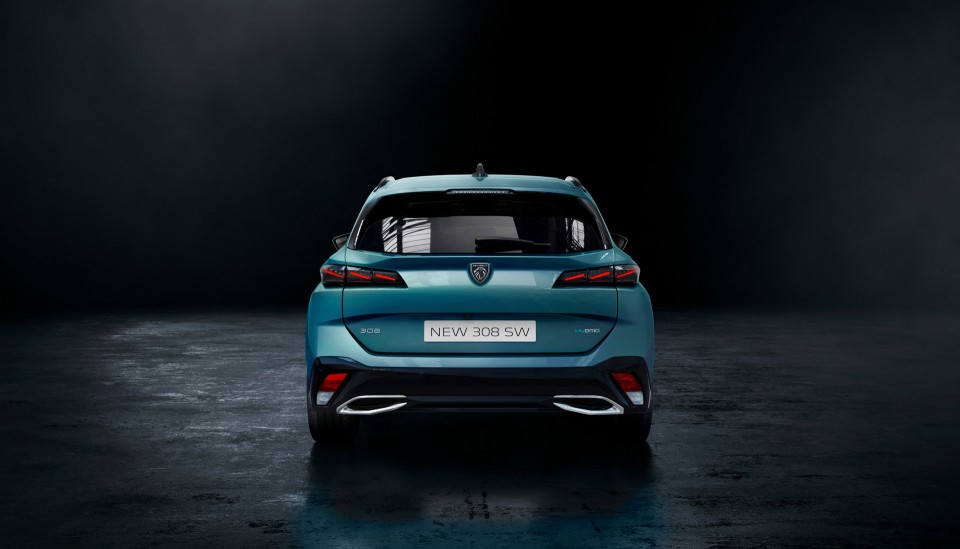 Photo officielle face arrière Peugeot 308 SW III Bleu Avatar break (2021)