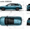 Photo principales dimensions extérieures (mm) Peugeot 308 SW III break (2021)