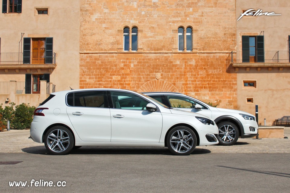 Photo essai Peugeot 308 II Féline et 508 RXH Blanc Nacré