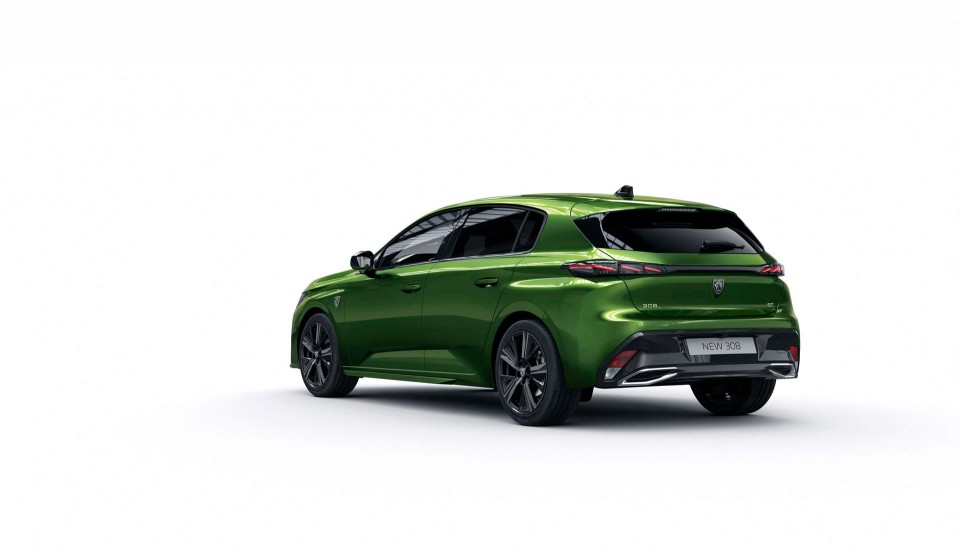 Photo 3/4 arrière Peugeot 308 III Vert Olivine (2021)