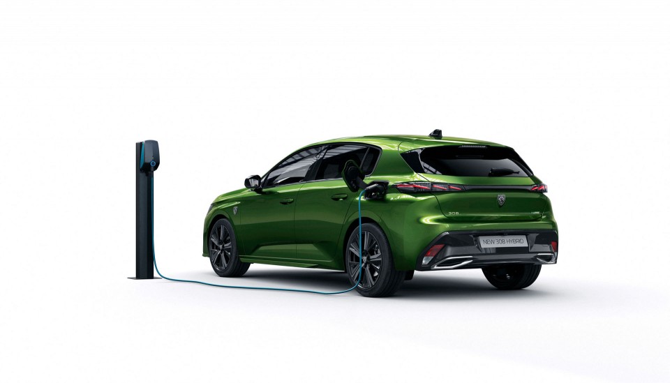 Photo borne de recharge Peugeot 308 III HYbrid Vert Olivine (202