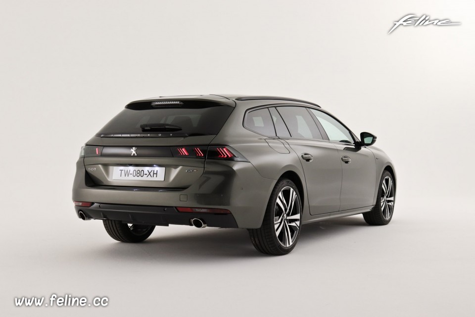 Photo 3/4 arrière Peugeot 508 SW II GT Gris Amazonite (2018)