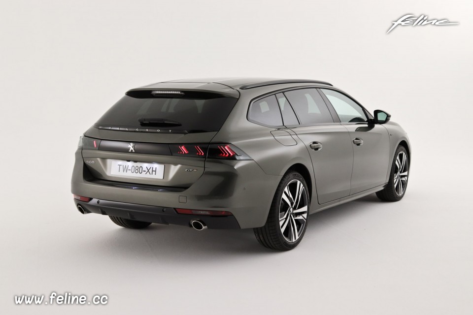 Photo 3/4 arrière Peugeot 508 SW II GT Gris Amazonite (2018)