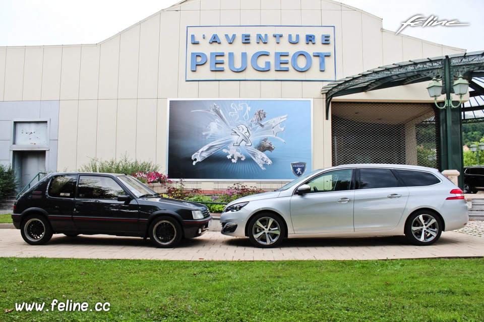 Peugeot 205 GTi (1990) et Peugeot 308 SW (2014) - Musée de l'Av
